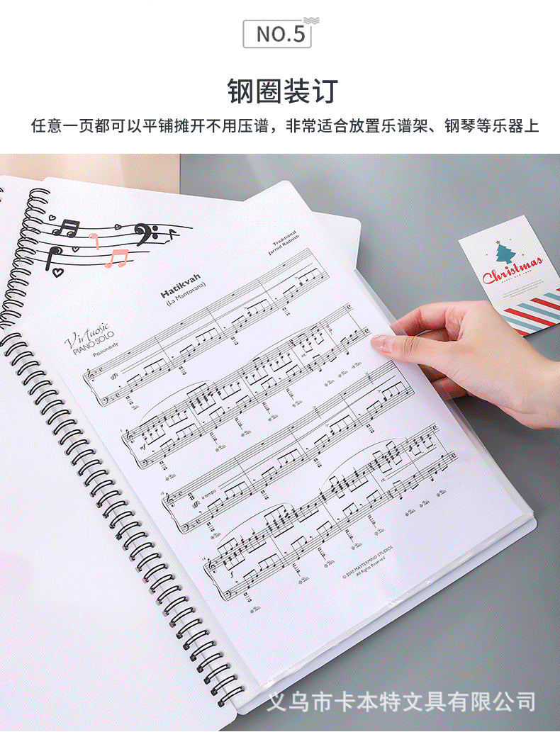 A4 New Information Booklet Loose-Leaf Transparent Insert Bag Music Score Folder Piano Music Score Folder Student Picture Folder Storage Book