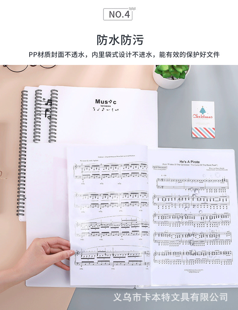A4 New Information Booklet Loose-Leaf Transparent Insert Bag Music Score Folder Piano Music Score Folder Student Picture Folder Storage Book