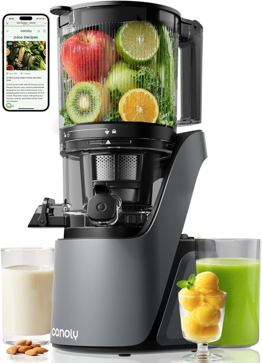 C16 Cold Press Juicer, 6" Extra Wide Feed Chute, 3-IN-1 Strainers (Juice & Sorbet & Nut Milk), Powerful AC Brushless Motor, Self Precut System, Juicer Machines with Bpa-Free (Space Gray)