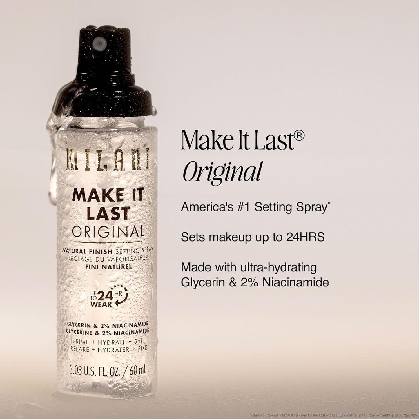 Setting Spray + Primer, Make It Last Original - Natural Finish with Niacinamide for Hydration, Setting Spray for Makeup and Face Primer, 3-In-1 Prime + Hydrate + Set, 2.03 Fl. Oz