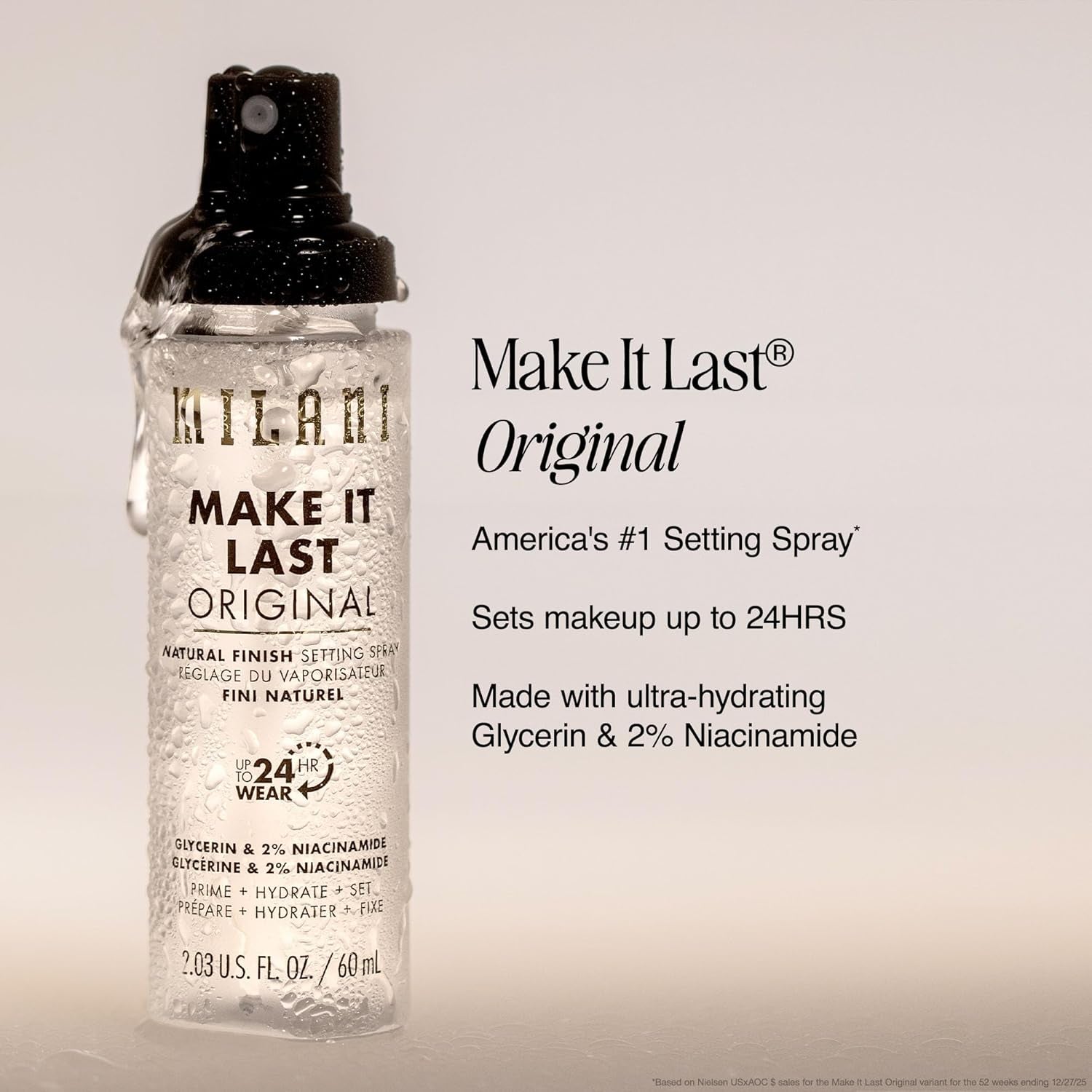 Setting Spray + Primer, Make It Last Original - Natural Finish with Niacinamide for Hydration, Setting Spray for Makeup and Face Primer, 3-In-1 Prime + Hydrate + Set, 2.03 Fl. Oz
