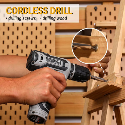 Power Drill Tool Set Kit:  Cordless Drill Tool Box with 12V Battery Electric Drill Driver for Home Hand Repair Power Tools Sets Drills Case