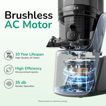 C16 Cold Press Juicer, 6" Extra Wide Feed Chute, 3-IN-1 Strainers (Juice & Sorbet & Nut Milk), Powerful AC Brushless Motor, Self Precut System, Juicer Machines with Bpa-Free (Space Gray)