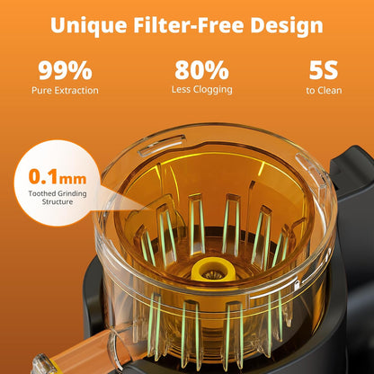 Juicer Machines, 5.8" Feed Chute Cold Press Juicer for Whole Fruit and Vegetable, 2.2 Qt Auto-Feed Time-Saver, 7+1-Stage New Upgraded Auger Slow Masticating High Yield, Easy to Clean Black