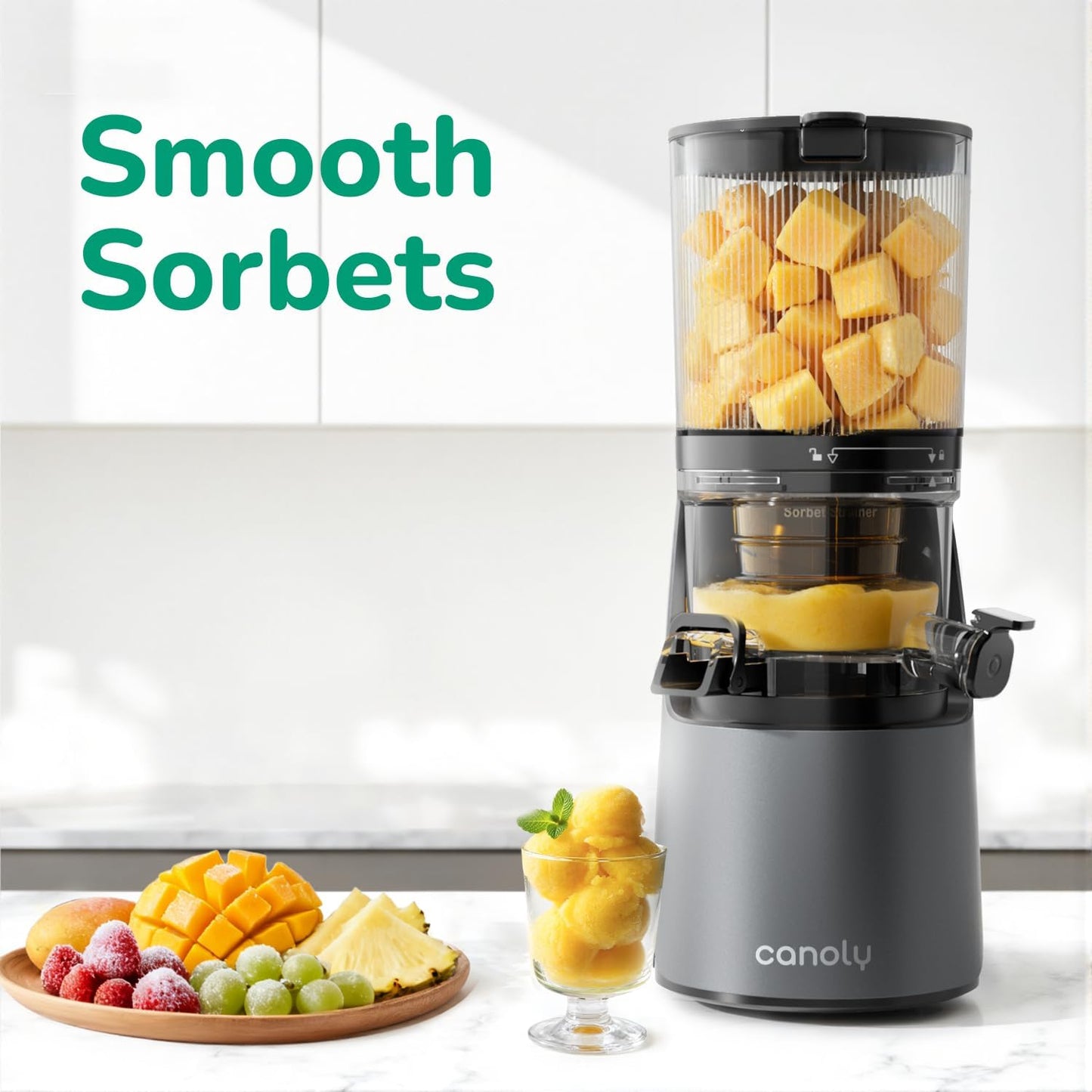 C16 Cold Press Juicer, 6" Extra Wide Feed Chute, 3-IN-1 Strainers (Juice & Sorbet & Nut Milk), Powerful AC Brushless Motor, Self Precut System, Juicer Machines with Bpa-Free (Space Gray)