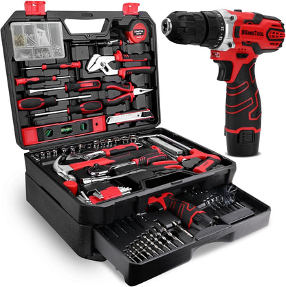 276-Piece Tool Set Kit - Tool Kit with 12V Cordless Power Drill Driver Toolbox Storage Case with Drawer, Drill Set Perfect for Homeowner, Diyer, Handyman, Fathers Day Gift