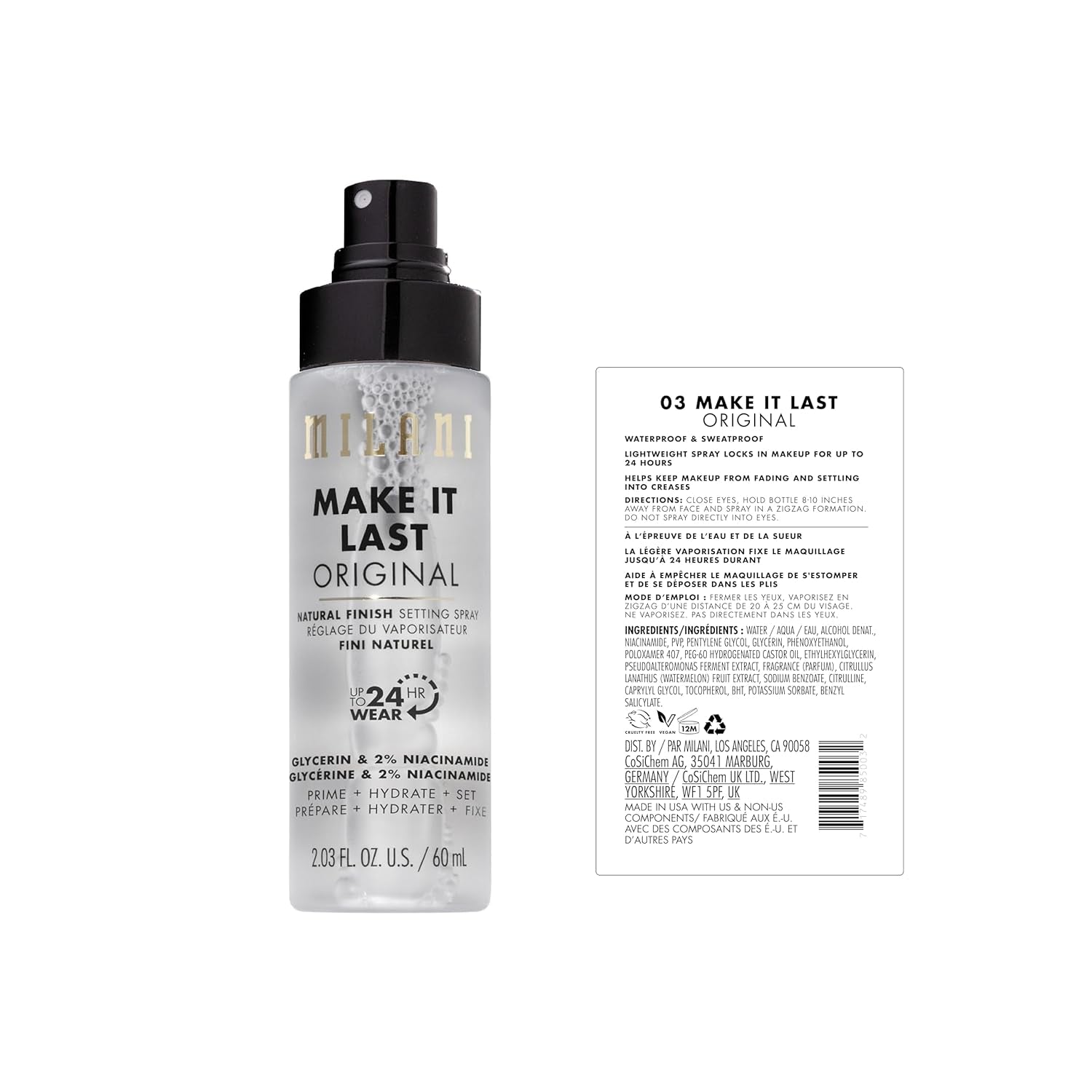 Setting Spray + Primer, Make It Last Original - Natural Finish with Niacinamide for Hydration, Setting Spray for Makeup and Face Primer, 3-In-1 Prime + Hydrate + Set, 2.03 Fl. Oz