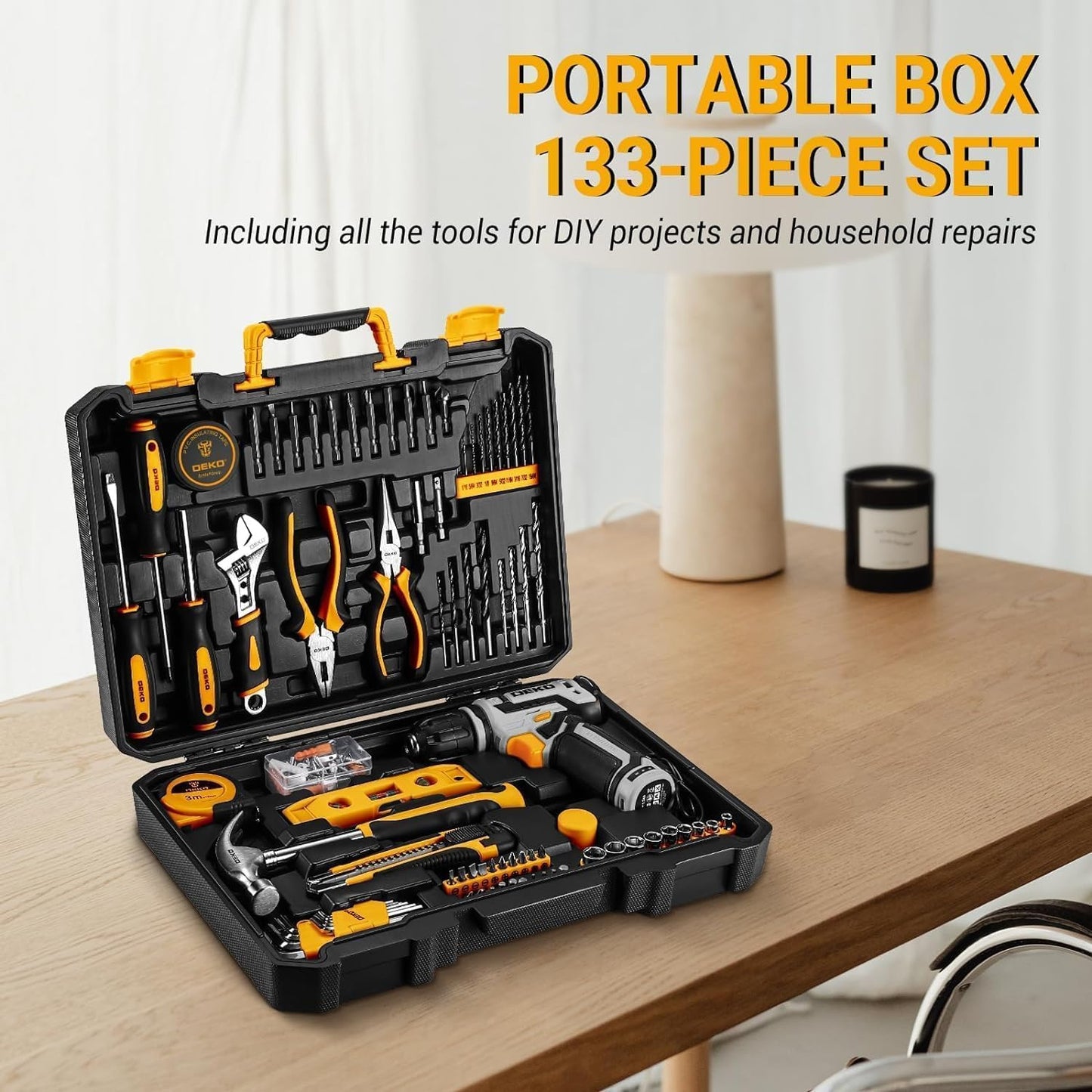 Power Drill Tool Set Kit:  Cordless Drill Tool Box with 12V Battery Electric Drill Driver for Home Hand Repair Power Tools Sets Drills Case