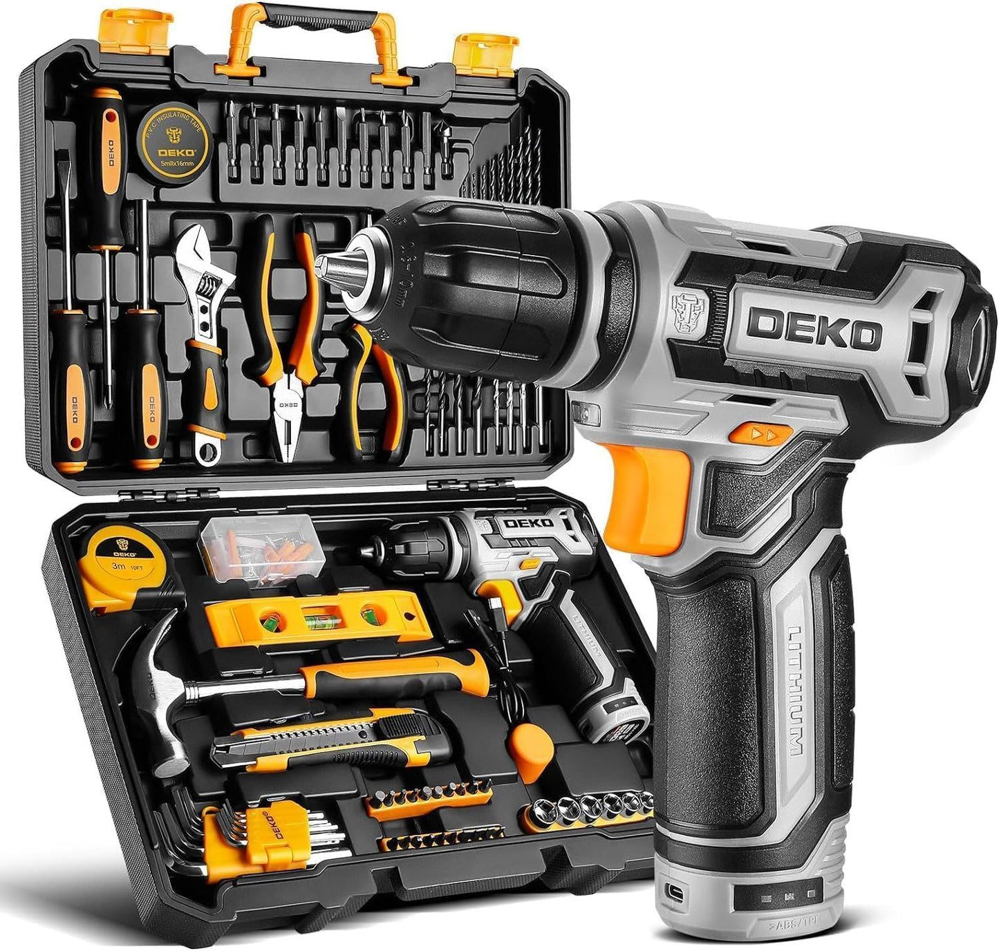 Power Drill Tool Set Kit:  Cordless Drill Tool Box with 12V Battery Electric Drill Driver for Home Hand Repair Power Tools Sets Drills Case
