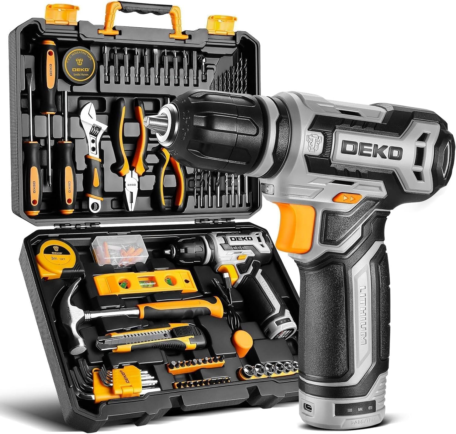 Power Drill Tool Set Kit:  Cordless Drill Tool Box with 12V Battery Electric Drill Driver for Home Hand Repair Power Tools Sets Drills Case