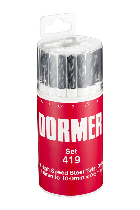 A191419 Jobber Drill Set, #419, 1.0 Mm - 10.0 Mm X 0.5 Mm Size