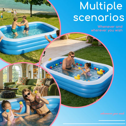 Inflatable Pool for Kids and Adults, Oversized Thickened Family Swimming Pool for Outdoor, Garden, Backyard, Summer Water Party