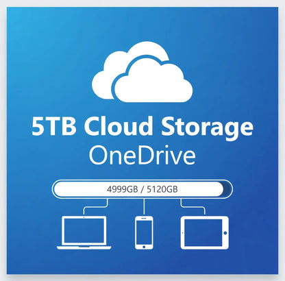 OneDrive 5TB Cloud Storage Compatible with 5 Device for PC/Mac Computer Also Can Use for ipad and Smartphone Lifetime in Stock