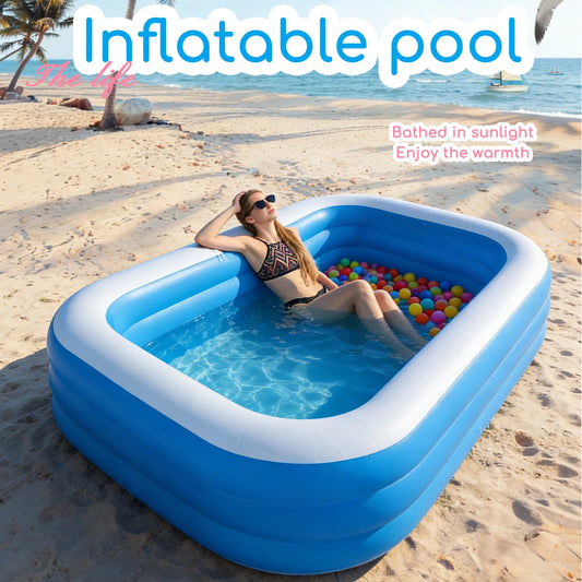 Inflatable Pool for Kids and Adults, Oversized Thickened Family Swimming Pool for Outdoor, Garden, Backyard, Summer Water Party