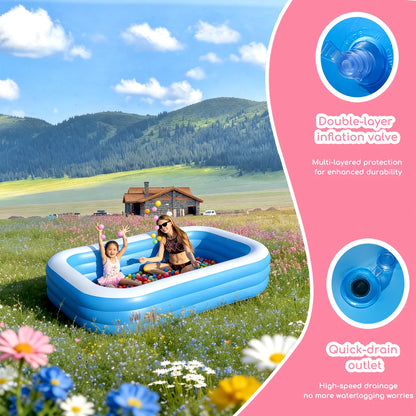 Inflatable Pool for Kids and Adults, Oversized Thickened Family Swimming Pool for Outdoor, Garden, Backyard, Summer Water Party