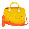 Custom Logo EVA Tote Bag Waterproof Washable Beach Bag for Women Wholesale Large Rubber Handbag with Holes DIY Charms Ready