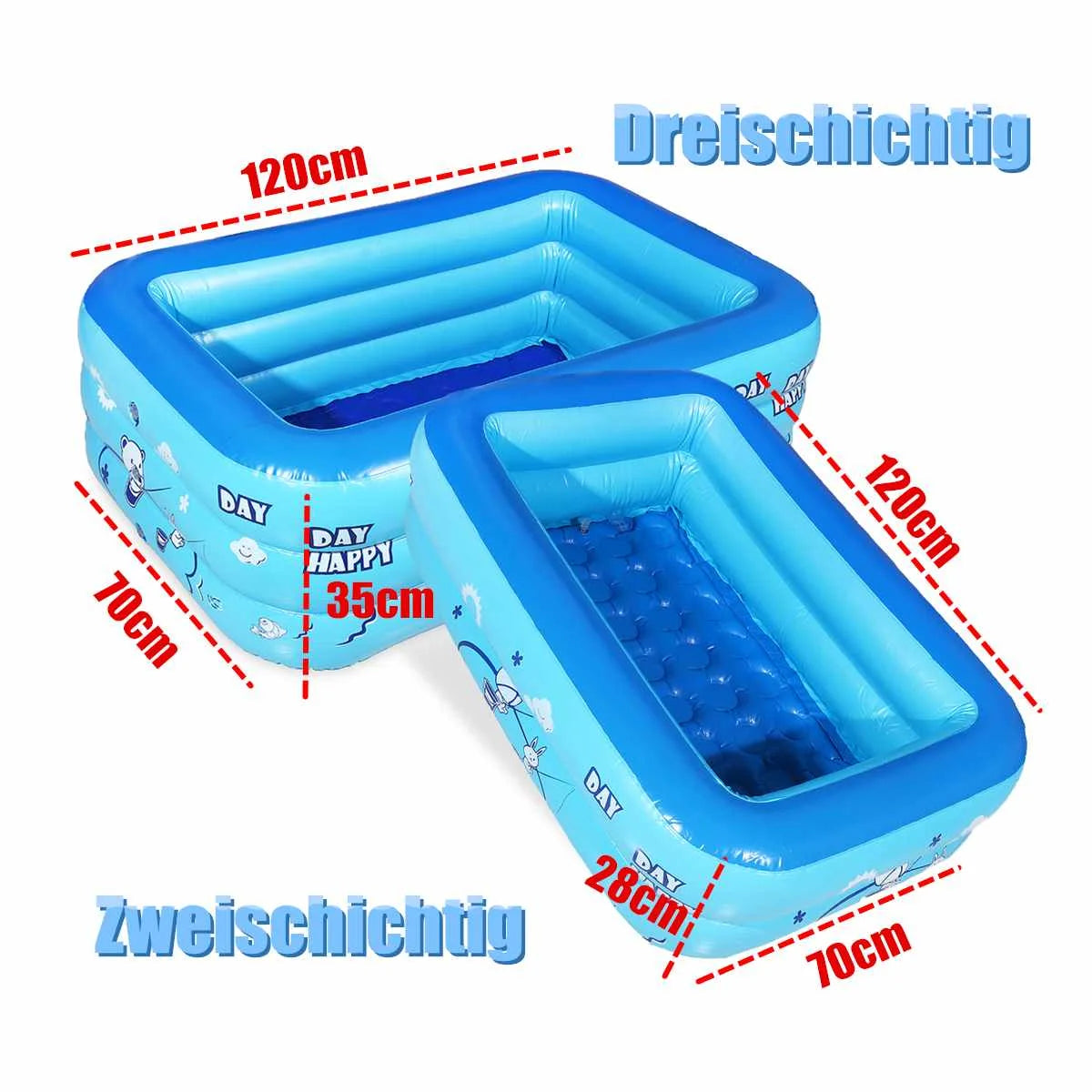 Outdoor Summer Indoor Kids New 120cm 2/3layers Children Inflatable Pool Bathing Tub Baby Kid Home Outdoor Large Swimming Square