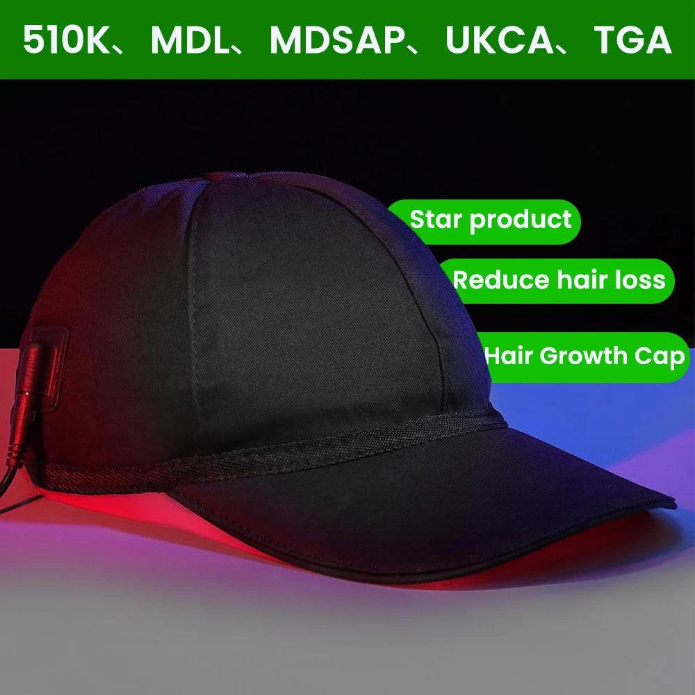 Rechargeable Controller 4 Modes with Adjustable Luminance At-Home Scalp Care Hair Growth Cap for Men & Women