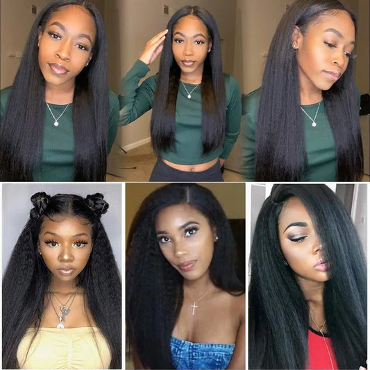Human Hair Wig Glueless No Leave Natural Looking Middle Part U Shape Full Cap Bleach Dye Safe 8-22 Inch Lengths