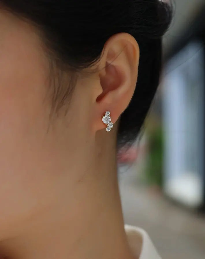 Mossanite 925 Sterling Silver Stud Earring Gold-Plated Moissanite Diamond Fine Jewelry for Men and Women