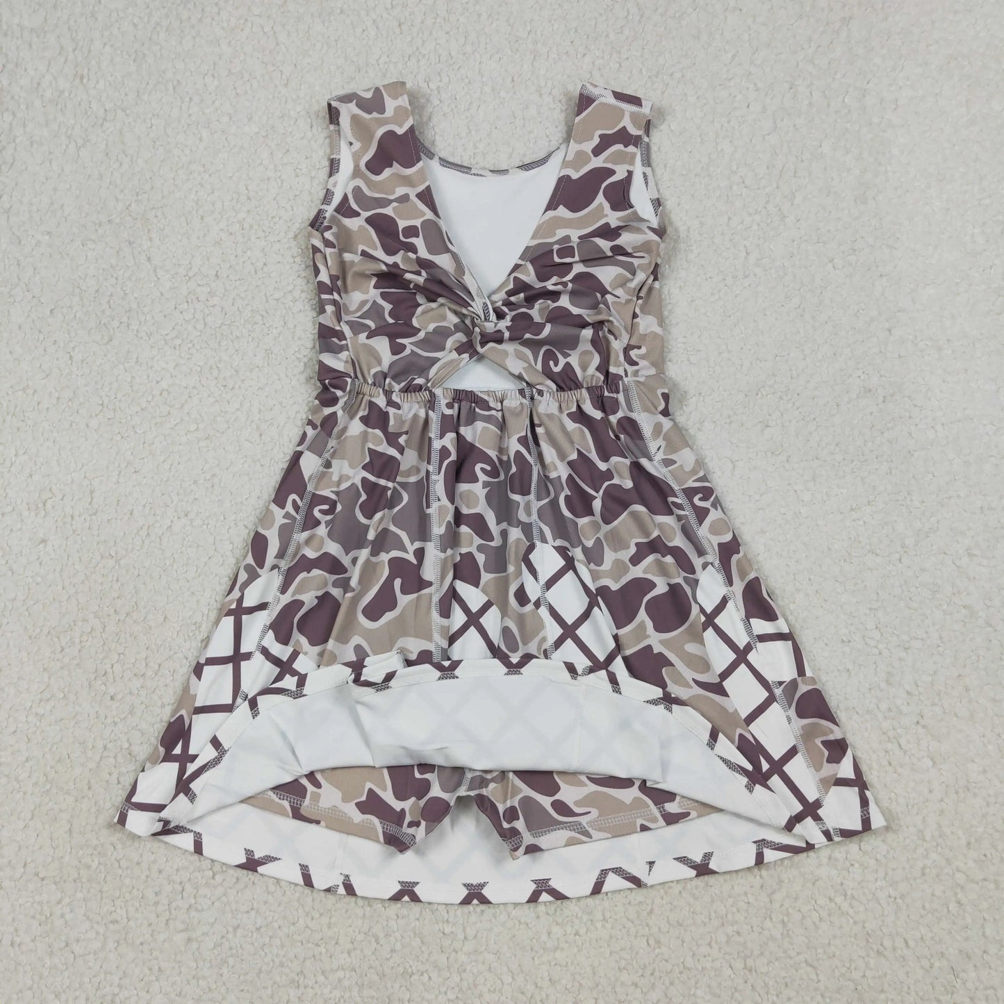 USA Warehouse Baby Girl Southern Grey Camo Drip Team Yoga Active Short Wholesale Boutique Knee Length Dress Ready to Ship No moq