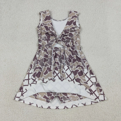 USA Warehouse Baby Girl Southern Grey Camo Drip Team Yoga Active Short Wholesale Boutique Knee Length Dress Ready to Ship No moq