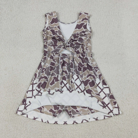 USA Warehouse Baby Girl Southern Grey Camo Drip Team Yoga Active Short Wholesale Boutique Knee Length Dress Ready to Ship No moq
