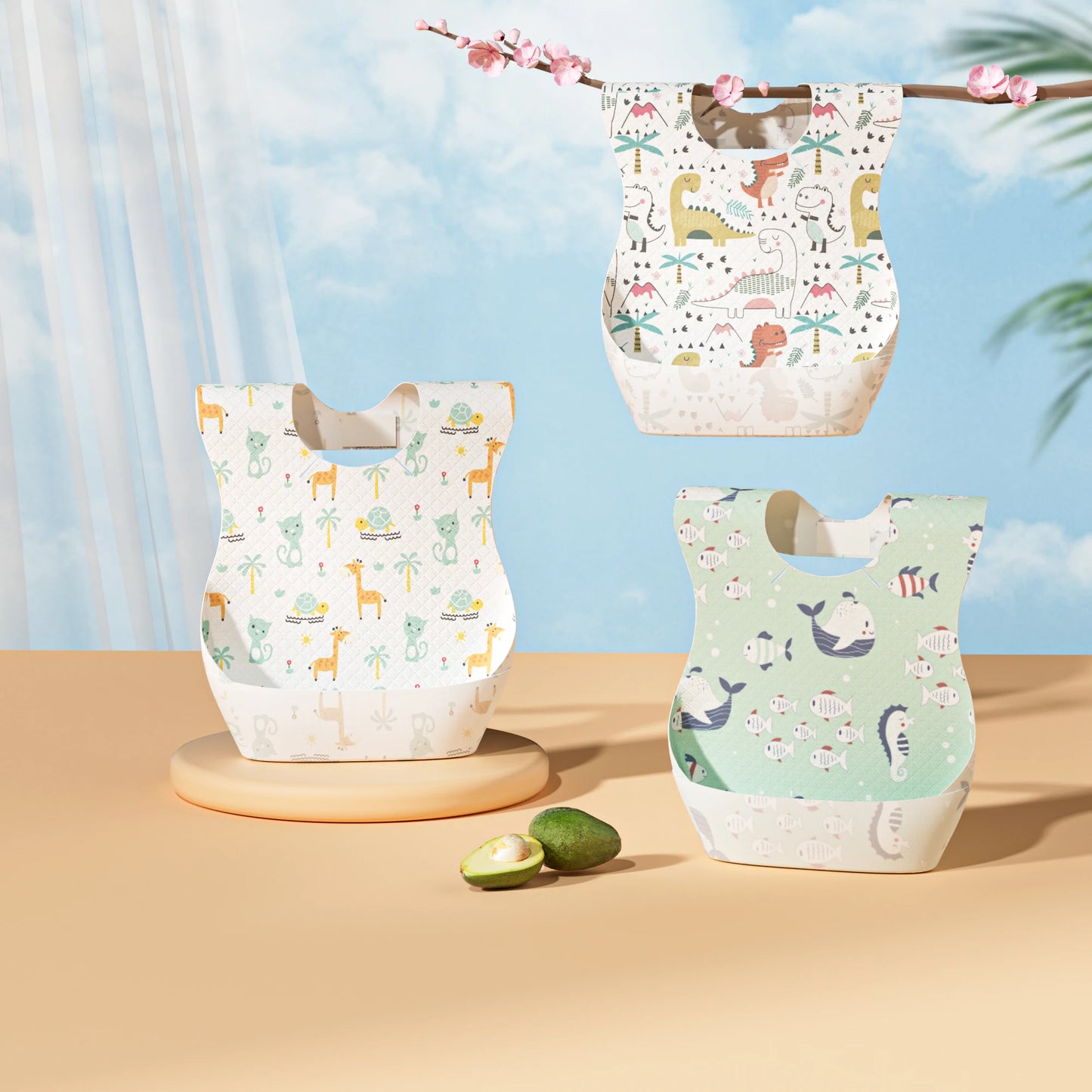 YOUHA Soft Cute Baby Disposable Bibs Waterproof Nonwoven for Girl and Boy Infant Feeding Traveling OEM Baby Care 20Packs/Box