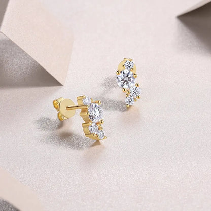 Mossanite 925 Sterling Silver Stud Earring Gold-Plated Moissanite Diamond Fine Jewelry for Men and Women
