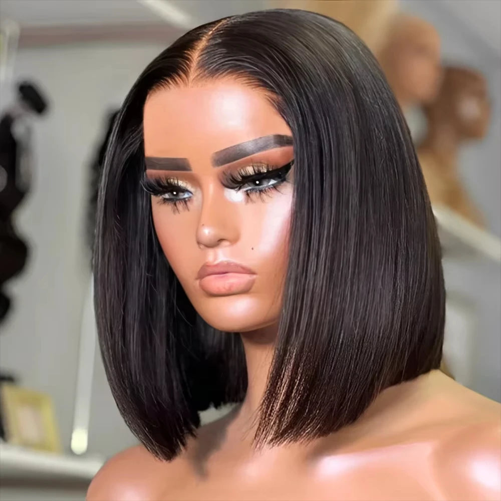 Straight Human Hair Wigs Human Hair 13X4 Lace Front Wig Human Hair 4X4 Lace Frontal Wigs for Women Pre Plucked Short Bob Wig