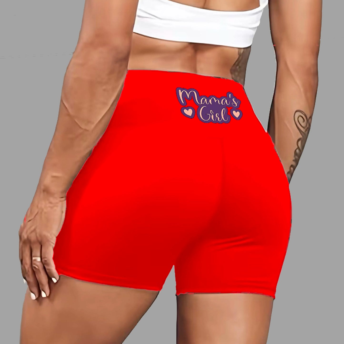 Mama's Girl Heart Slogan Print Workout Shorts Sweet Girl Vibe US Local Warehouse