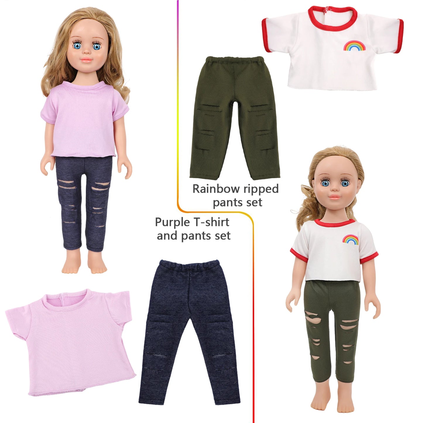 MSYO US Local Warehouse 10 Pcs Set 18 Inch American Style Girl Doll Clothes Dresses Outfits Accessories for Kids DIY