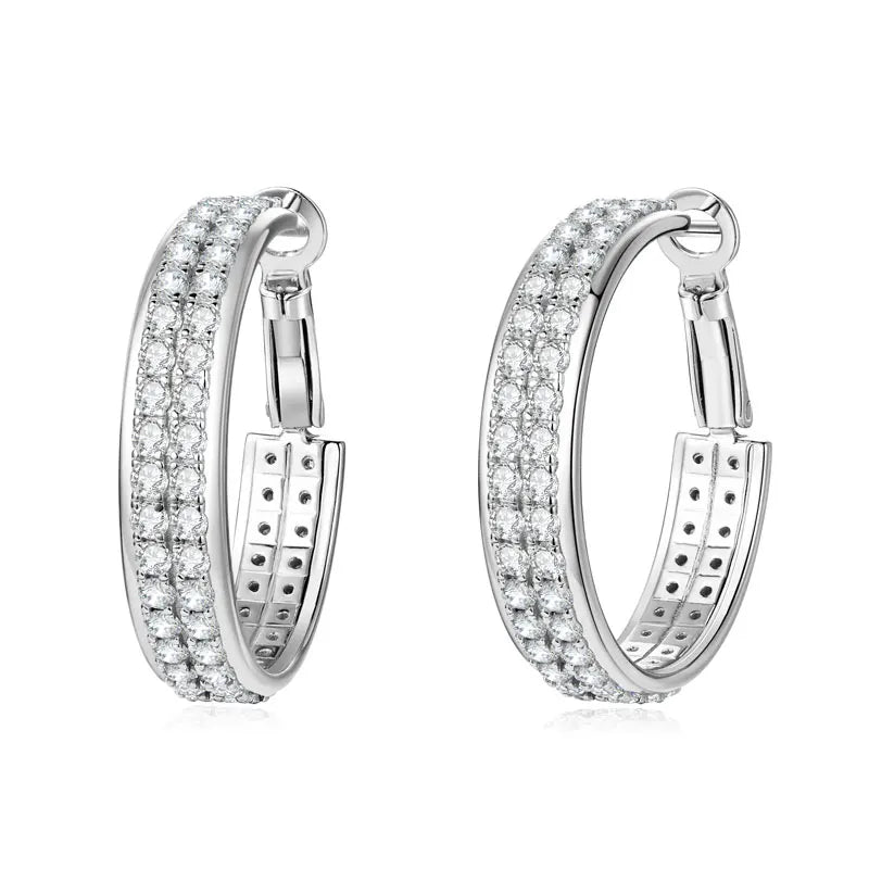 Wholesale Luxury 925 Sterling Silver Moissanite  Earrings Luxury Hoop Earrings for Women Wedding Gift Fashionable Jewelry Gift