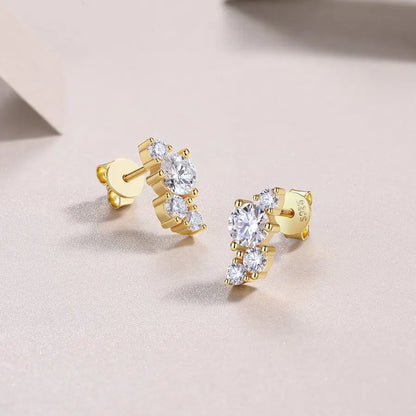 Mossanite 925 Sterling Silver Stud Earring Gold-Plated Moissanite Diamond Fine Jewelry for Men and Women