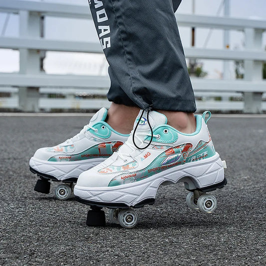 2027 NEW KJ Roller Skate Shoes Boy Girl Sneakers With Wheels Deformation Shoes and Roller Skates for Christmas Birthday