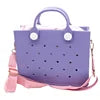 Custom Logo EVA Tote Bag Waterproof Washable Beach Bag for Women Wholesale Large Rubber Handbag with Holes DIY Charms Ready