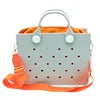 Custom Logo EVA Tote Bag Waterproof Washable Beach Bag for Women Wholesale Large Rubber Handbag with Holes DIY Charms Ready