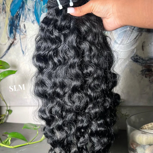 One Donor Raw Indian Wave Curl Bundle Cambodian Hair Weaves Burmese Curly Raw Human Hair Extensions for Black Women