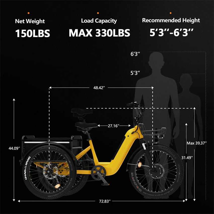 USA Stock 3-Wheel Electric City Fat Bike E Bike Custom Logo 48V 500W for Men and Women Frame Electric Hybrid Bike