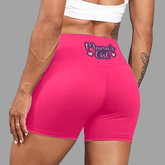 Mama's Girl Heart Slogan Print Workout Shorts Sweet Girl Vibe US Local Warehouse