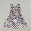 USA Warehouse Baby Girl Southern Grey Camo Drip Team Yoga Active Short Wholesale Boutique Knee Length Dress Ready to Ship No moq