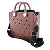 Custom Logo EVA Tote Bag Waterproof Washable Beach Bag for Women Wholesale Large Rubber Handbag with Holes DIY Charms Ready