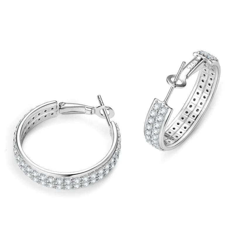 Wholesale Luxury 925 Sterling Silver Moissanite  Earrings Luxury Hoop Earrings for Women Wedding Gift Fashionable Jewelry Gift