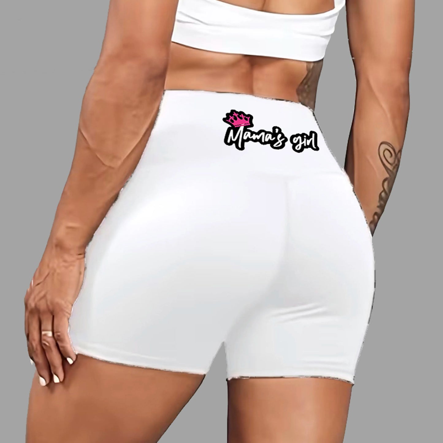 Mamas Girl Crown Slogan Print Workout Shorts Cute Edgy US Local Warehouse