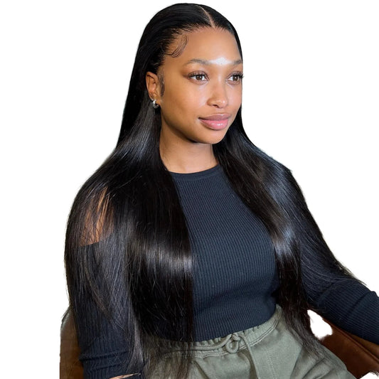 Glueless Cheap Wholesale 100 Natural Raw Indian Long Straight Human Hair Wigs 13x4 HD Transparent Lace Front Wigs Pre Plucked