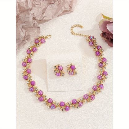 Lab-Grown Crystal Leaf Necklace and Earrings - Elegant Nature-Inspired Jewelry for Women | Luxury Birthday and Holiday