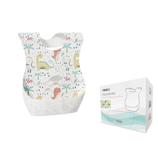 YOUHA Soft Cute Baby Disposable Bibs Waterproof Nonwoven for Girl and Boy Infant Feeding Traveling OEM Baby Care 20Packs/Box