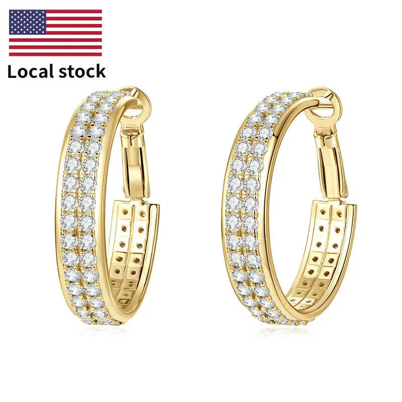 Wholesale Luxury 925 Sterling Silver Moissanite  Earrings Luxury Hoop Earrings for Women Wedding Gift Fashionable Jewelry Gift