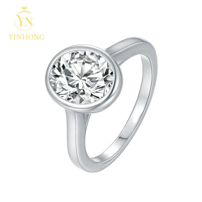 Silver 925 18k Gold Plated Jewelry Full Moissanite Women Rings 925 Silver Women Oval Moissanite Rings