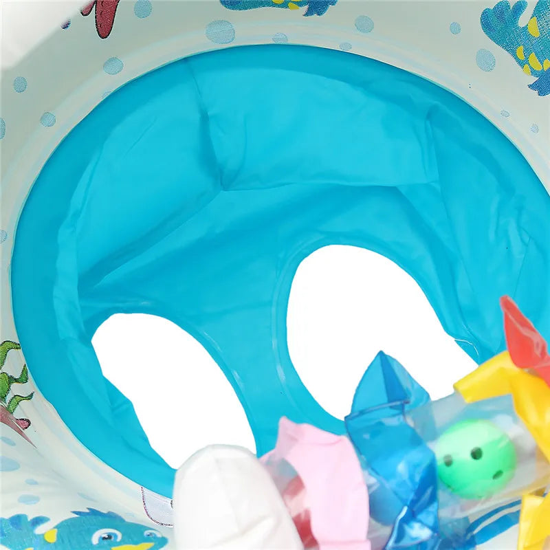 Baby Kids Inflatable Swimming Ring With Awning Safety Mother Children Double Swim Circle Safety Float Seat Pool Toys